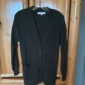 LOFT Green Button-Up Cardigan